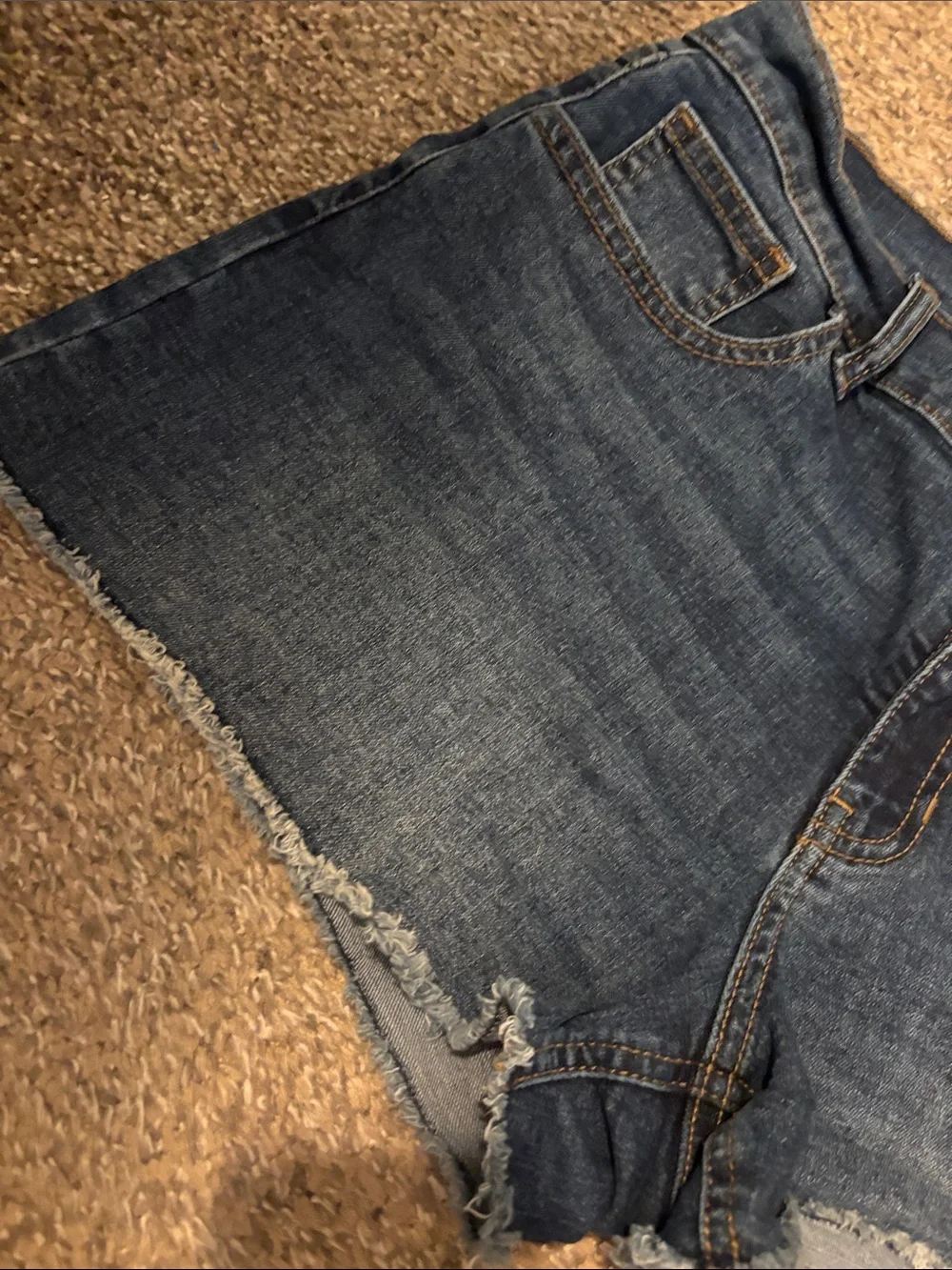 Indigo Raw Hem Blue Denim Jean Shorts